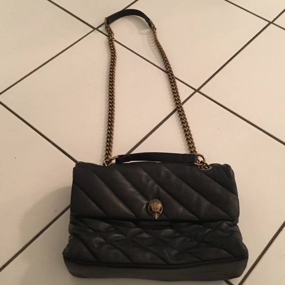 Kurt Geiger Black Quilted Shoulder Bag with Gold Chain - Picture 1 of 8